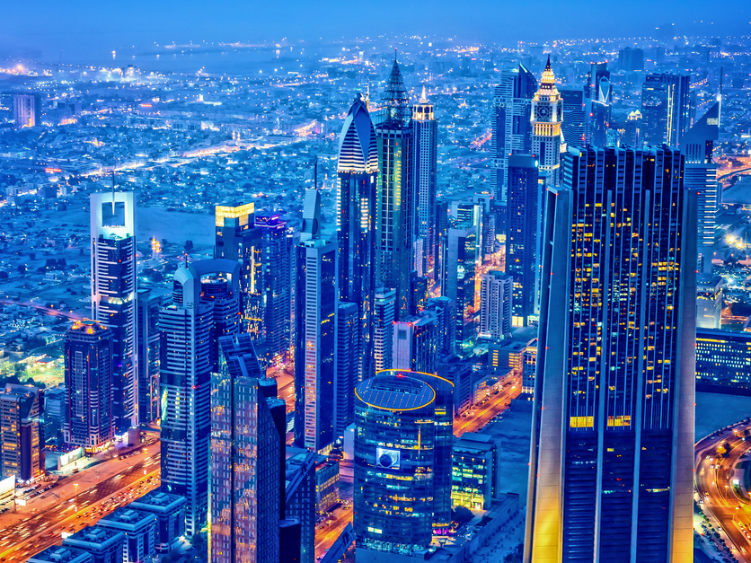 Dubai skyline at twilight
